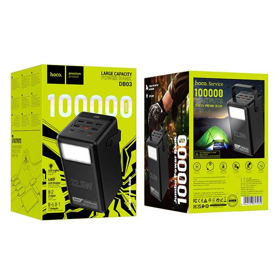 Портативний ЗП Power Bank Hoco DB03 Endure 22.5W 100 000 mAh Black | Зображення 3