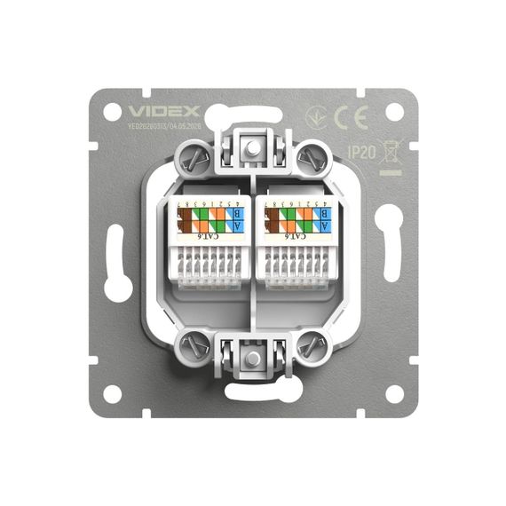 Розетка CAT6e подвійна комп'ютерна мокко VIDEX NOTA (VF-NT-SK2PC6-BR) | Зображення 3
