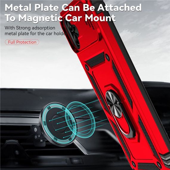 Ударостійкий чохол Camshield Serge Ring для Samsung Galaxy A04e TPU+PC, Шторка на камеру, Червоний | Зображення 2