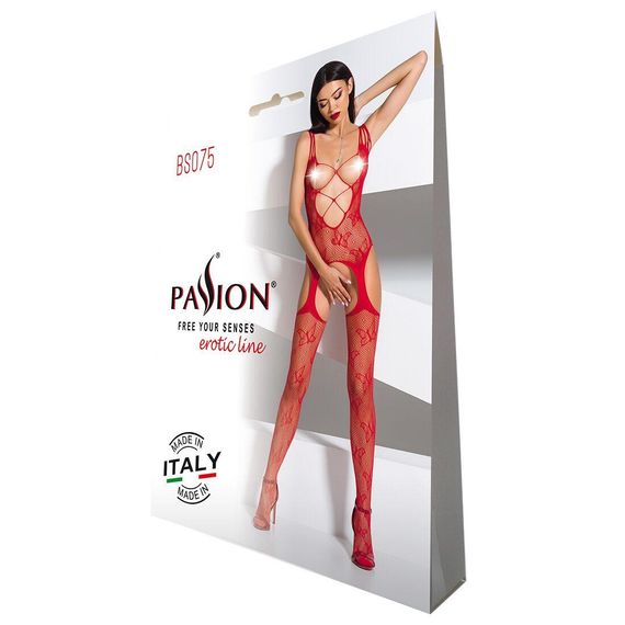Відвертий бодістокінг з глибоким декольте Passion BS075 red, One size | Зображення 4
