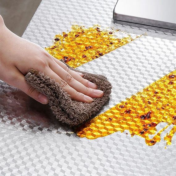 Самоклеюча фольга для кухонних поверхонь 5м х 60см, Ромб / Маслостійка кухонна плівка з фольги / Водонепроникна алюмінієва фольга | Зображення 5