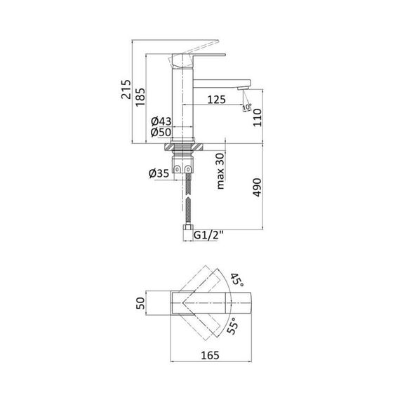 Смеситель для раковины Lidz Kubis 001F (k35) LDKUB001FNKS28534 Nickel | Зображення 1