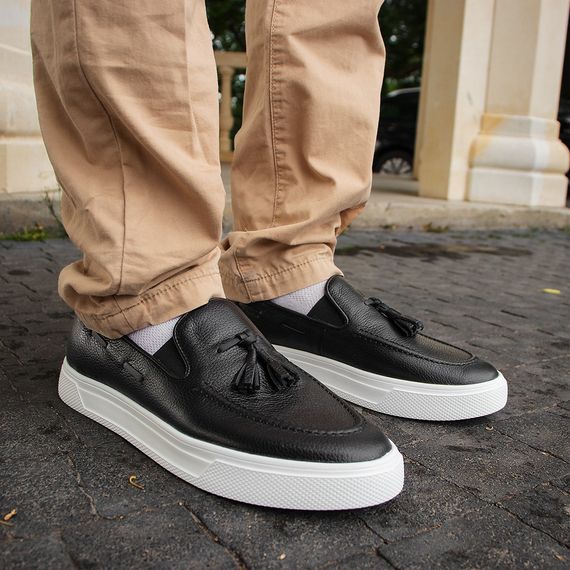 Легкие черные мужские лоферы на белой подошве 40 размер | Зображення 3