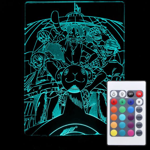 Акриловий світильник-нічник з пультом 16 кольорів Манки Д. Луффи 2 (Monkey D. Luffy) tty-n000924