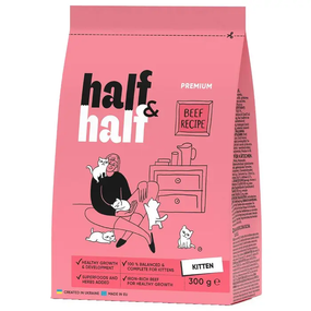 Сухий корм Half&Half для кошенят, яловичина 300г