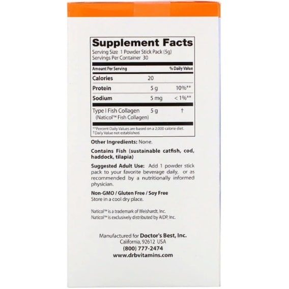 Комплекс для кожи, волос, ногтей Doctor's Best Fish Collagen with Naticol 30 packs DRB-00418 | Зображення 1