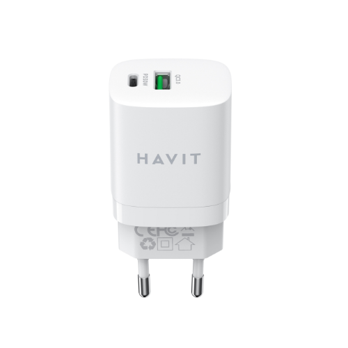 Зарядний пристрій мережевий USB/Type-C 30W білий Havit HV-UC30 White