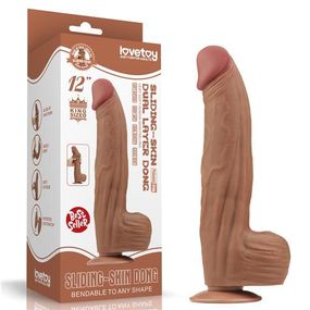 Фаллоимитатор - Sliding-Skin Dual Layer Dong 12" Brown Sex Aura
