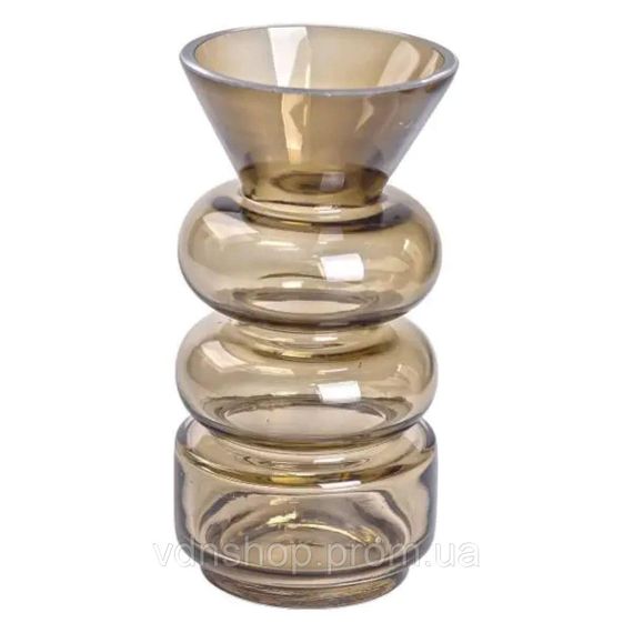 Ваза для квітів скло 18 см декоративна ваза прозора для декору 650 мл Коричнева HP-10-15