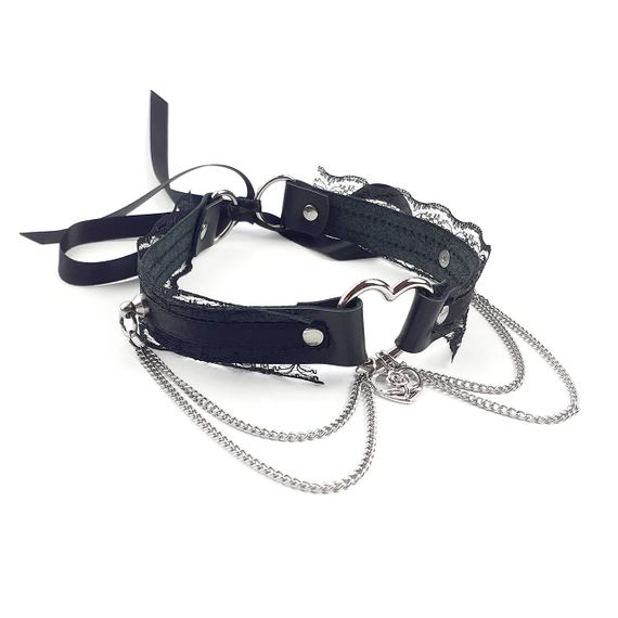 Сексуальный чокер Art of Sex - Karen из натуральной кожи, черный | Зображення 1
