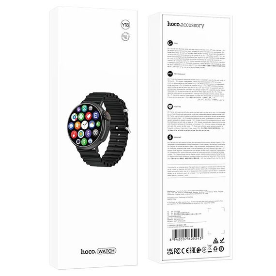 Смарт-годинник Hoco Smart Watch Y18 Smart sports watch (call version) Black | Зображення 3