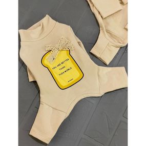 Трикотажный костюм для собак Cheepet c принтом в виде тоста, бежевый