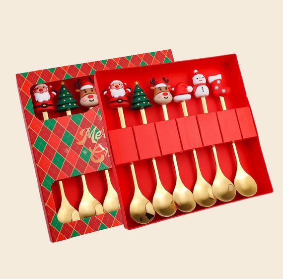 Набір чайних ложок новорічних Merry Christmas 14746 15.5 см 6 золотистий предметів