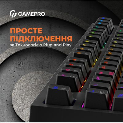 Клавиатура GamePro MK180B Hot-Swap Red Swich RGB USB UA Black (MK180B) | Зображення 5