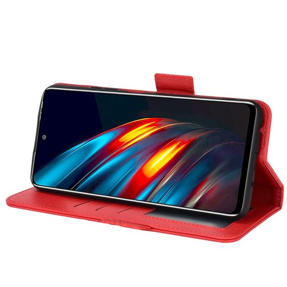 Чохол книжка з кишенями для карт на Tecno Pova 3 колір Червоний | Зображення 3