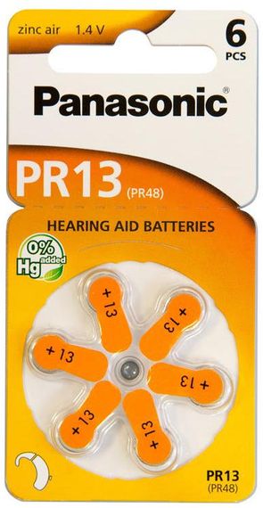 Батарейка Panasonic воздушно-цинковая PR13(PR48, AC13, DA13, AG5, ZA13) блистер, 6 шт. (PR-13/6LB)