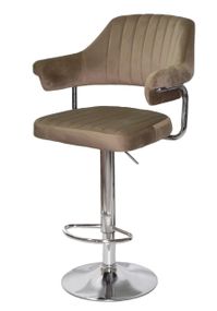 Барное кресло Jeff Bar CH-Base велюр кофейный B-1042, на круглой хромированной ножке с регулировкой высоты