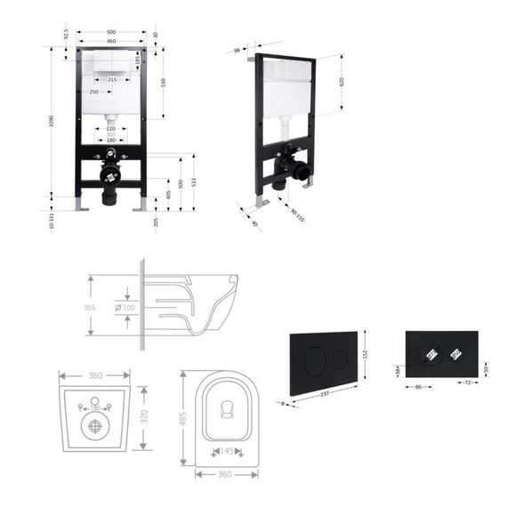 Готовое решение Qtap для ванной комнаты: подвесной унитаз Jay Rimless 485x360x320 + комплект инсталляции Standard (круглая клавиша | Зображення 1