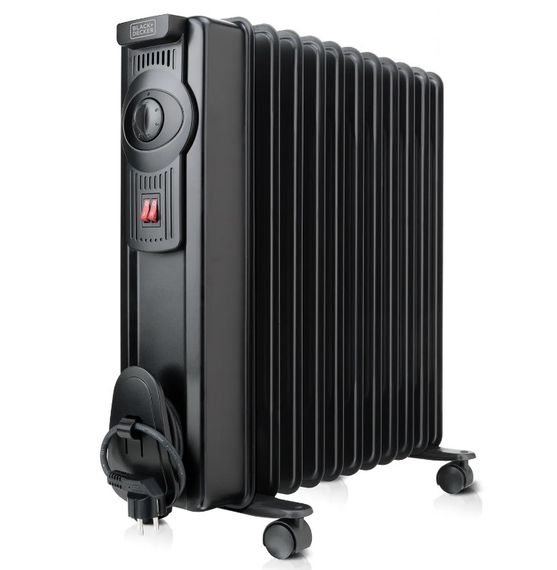 Масляний обігрівач BLACK+DECKER 2,3 кВт, площа оібгріву 23 кв.м., підлоговий, чорний (BXRA2300E)