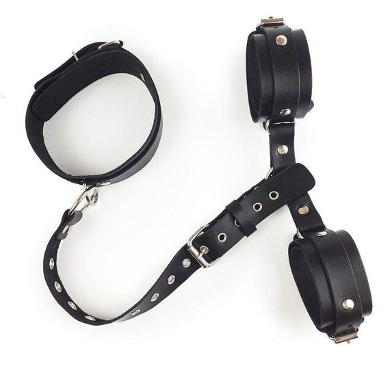 Фиксаторы для шеи и рук Art of Sex - Bondage Set из натуральной кожи, цвет черный Sex Aura | Зображення 2