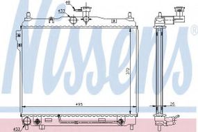 Радіатор охолодження HYUNDAI GETZ (TB) (02-) AT (вир-во Nissens) NISSENS 67487 на HYUNDAI CLICK (TB)