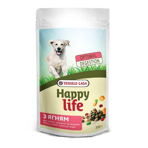Сухой корм для собак крупных пород с ягненком Happy Life Adult with Lamb 350 гр