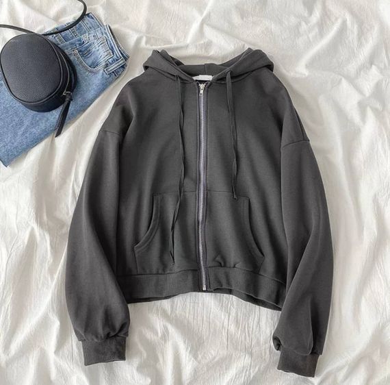 Женская укороченная толстовка на молнии оверсайз GF313 цвет графит, размер 48/52