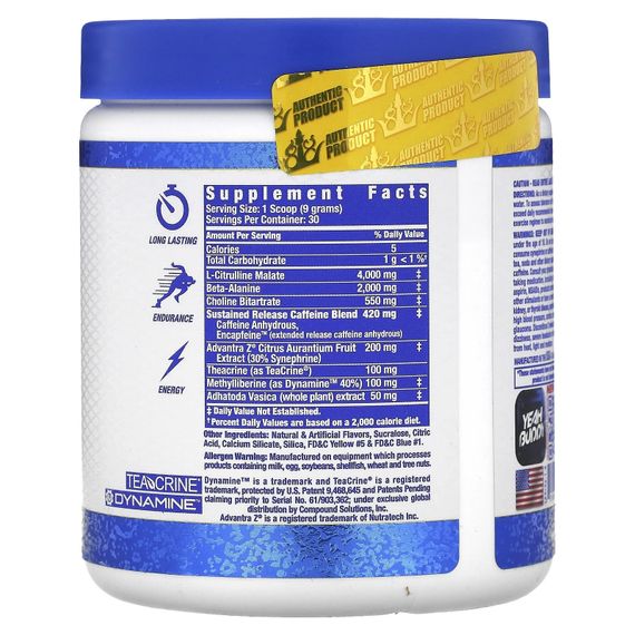 Предтренировочный комплекс Ronnie Coleman Yeah Buddy Pre-Workout Energy Powder 270 г, Green Apple | Зображення 1