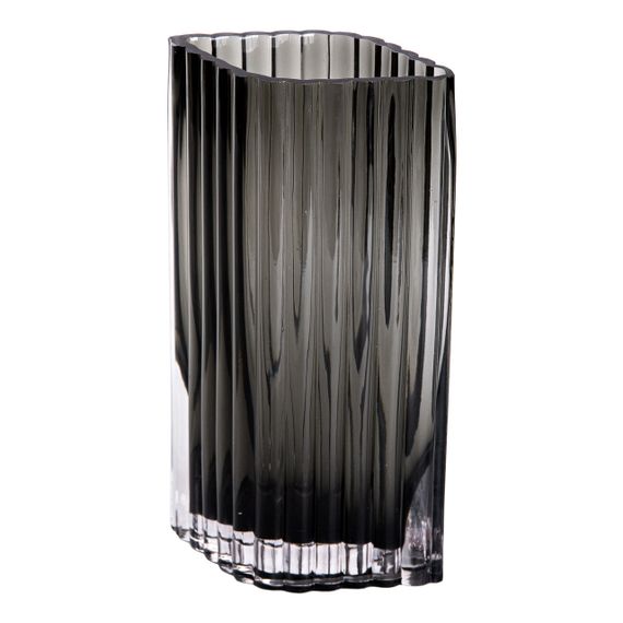Прямокутна декоративна скляна ваза для квітів 23 см сірого кольору. | Зображення 3