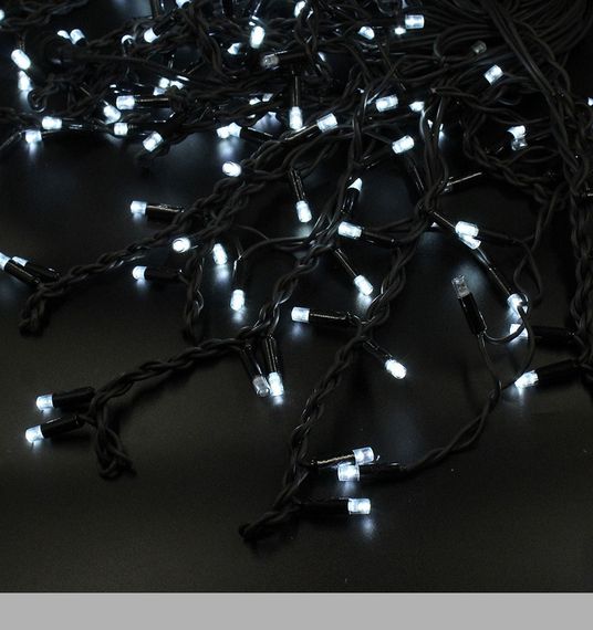 Xmas LED гірлянда 120 діодів 3.3Line Short Curtain Бульби/Бахрома W-2 Білий 5 метрів Чорний (47672-7237_675) | Зображення 1