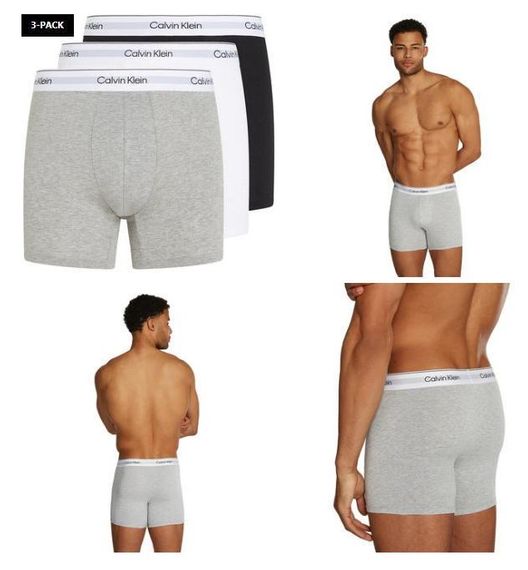 Набір чоловічих анатомічних трусів боксерів подовжений фасон Calvin Klein men boxer 3 шт в наборі. | Зображення 1