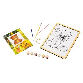 Картина по номерах "Ведмедик" Puz-22942 формат А4 пензлик, фарби, кріплення для стіни
