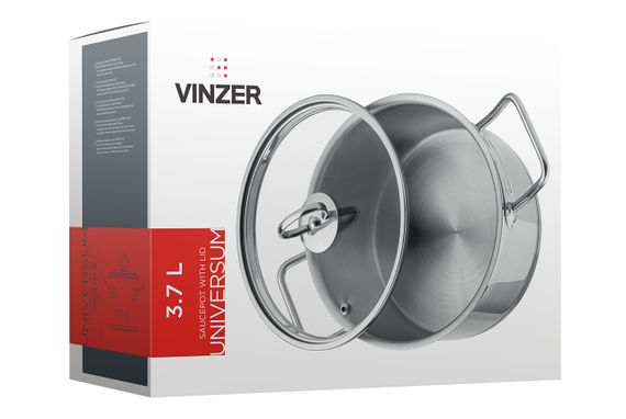 Каструля Vinzer Universum 50063, 3.7 л, 20 см, з нержавіючої сталі з кришкою, для всіх типів плит | Зображення 3