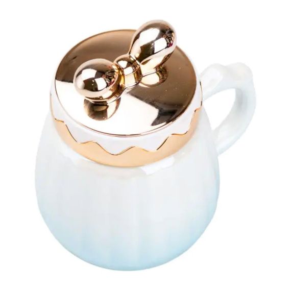 Чашка фарфоровая 500 мл с крышкой Голубая HP7194BL | Зображення 2