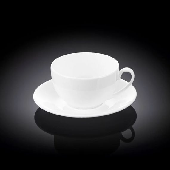 Чашка кофейная с блюдцем фарфоровая Wilmax WL-993188/AB, 120 мл, белая, для эспрессо и капучино