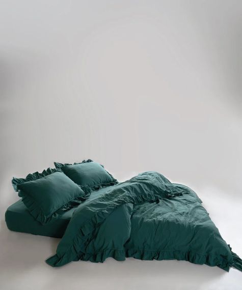 Постільна білизна Limasso Stonewashed Exclusive Ranforce 200 х 220 см Dark Green | Зображення 1