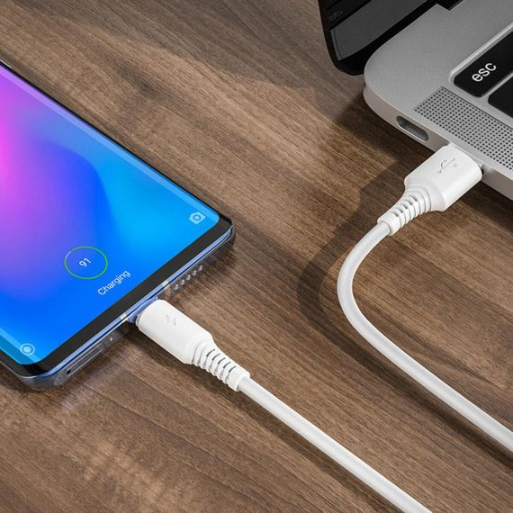 Кабель BOROFONE BX47 USB to Type-C, 3A, 1m, PVC, PVC connectors, White | Зображення 1