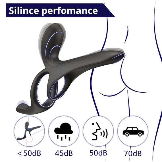 Вібраційне кільце - Erospace Men’s Play Vibrating Cock Ring With Clitoral & Taint Stimulation B11 Sex Aura | Зображення 7