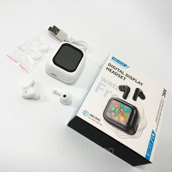 Навушники бездротові LX-10 TWS Earbuds з LED дисплеєм, Bluetooth гарнітури, Вакуумні навушники. Колір: білий | Зображення 7