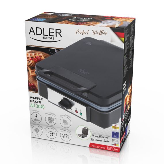Вафельниця електрична Adler AD 3049 XL для бельгійських вафель на 4 вафлі 1800 Вт | Зображення 9