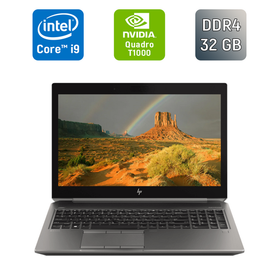 Мобильная рабочая станция Б-класс HP zBook 15 G6 / 15.6" (3840x2160) IPS / Intel Core i9-9880H (8 (16) ядер по 2.3 - 4.8 GHz) / 32 GB DDR4 / 512 GB SSD / nVidia Quadro T1000, 4 GB GDDR5, 128-bit / WebCam / Fingerprint б/у + Подарок Беспроводная мышь / USB