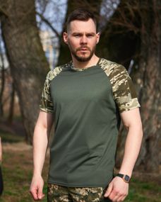Футболка тактична чоловіча  колір хакі/піксель р.46 408296