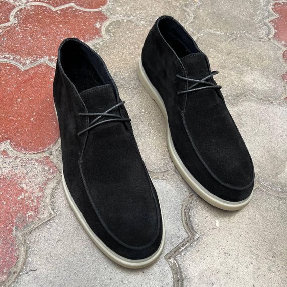 Замшевые черные лоферы утепленные байкой 46 размер | Зображення 7