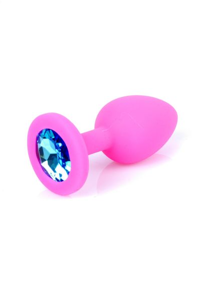 Анальна пробка - Jewellery Silicone Pink Plug S Light Blue | Зображення 1
