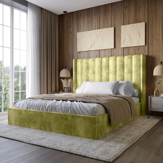 Двоспальне ліжко з підйомним механізмом LION Ніно 160x200 см SILK 202 Авокадо (LION-045057)