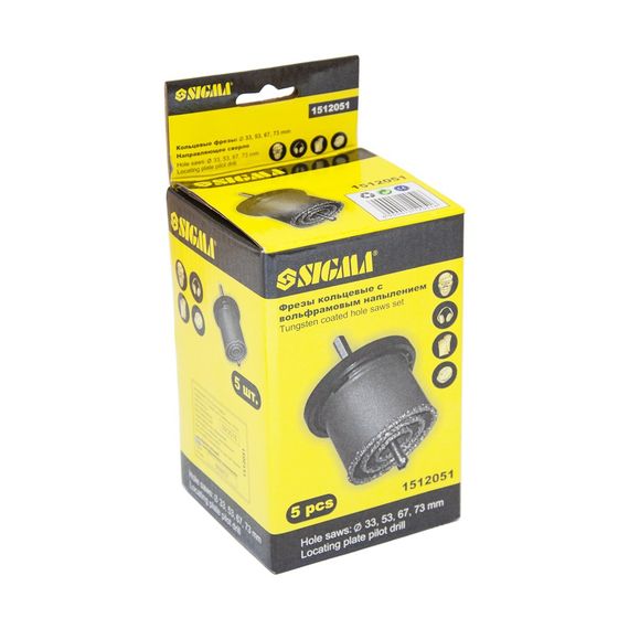 Набір коронок із вольфрамовим напиленням Sigma 4 шт (33, 53, 67, 73 мм) (1512051) | Зображення 1
