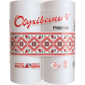 Бумажные полотенца Обухівський 2 слоя белые 2 рулона (4820003833797) - Топ Продаж!
