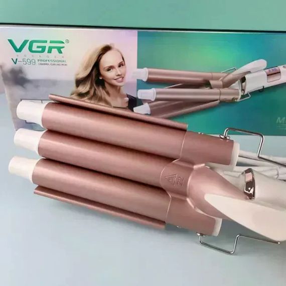 Тройная плойка VGR V-599 для волос • Щипцы VGR V-599 3 волны 22 мм с керамическим покрытием, регулировкой до 230°C и дисплеем | Зображення 3