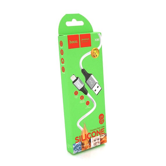 Кабель Hoco X86, Lightning-USB, 2.4A, длина 1м, White | Зображення 1