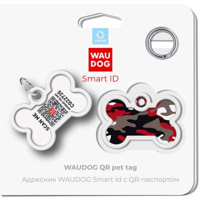 Адресник для животных WAUDOG Smart ID с QR паспортом "Камо серый", кость 40х28 мм (0640-0215) | Зображення 4